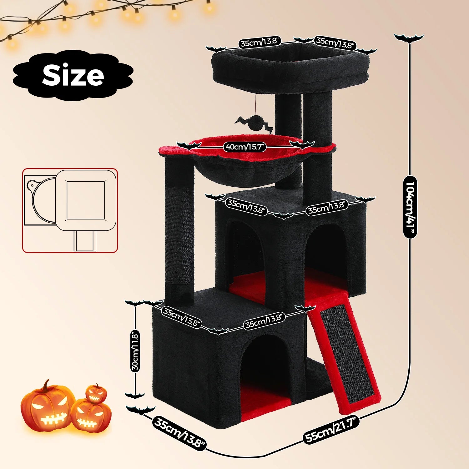 Large Cat Tree for Indoor Cats, Multi-Level Cat Tower with Sisal Scratching Post, 2 Spacious Condo, Cat Scratching Pad, Cat Toys