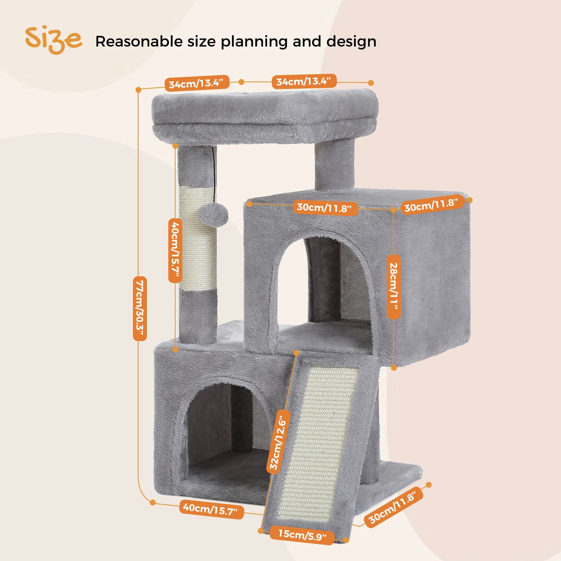 Large Cat Tree for Indoor Cats, Multi-Level Cat Tower with Sisal Scratching Post, 2 Spacious Condo, Cat Scratching Pad, Cat Toys