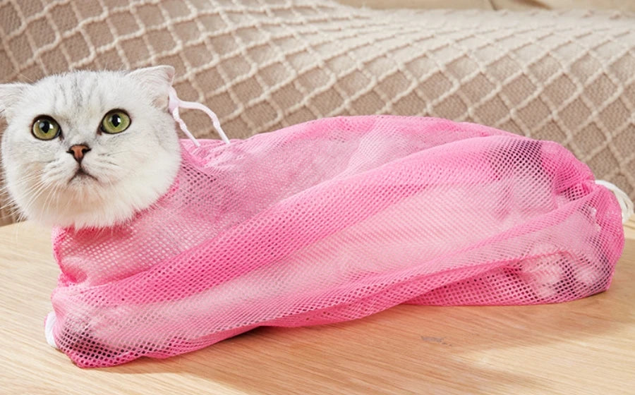 Cat Grooming Shower Bag, Mesh Anti-Scratch