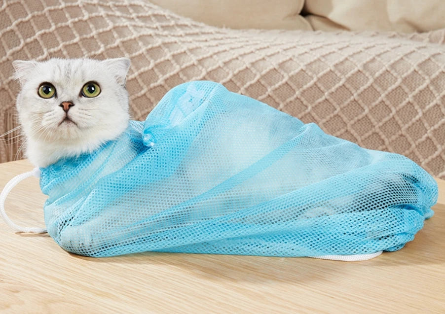 Cat Grooming Shower Bag, Mesh Anti-Scratch