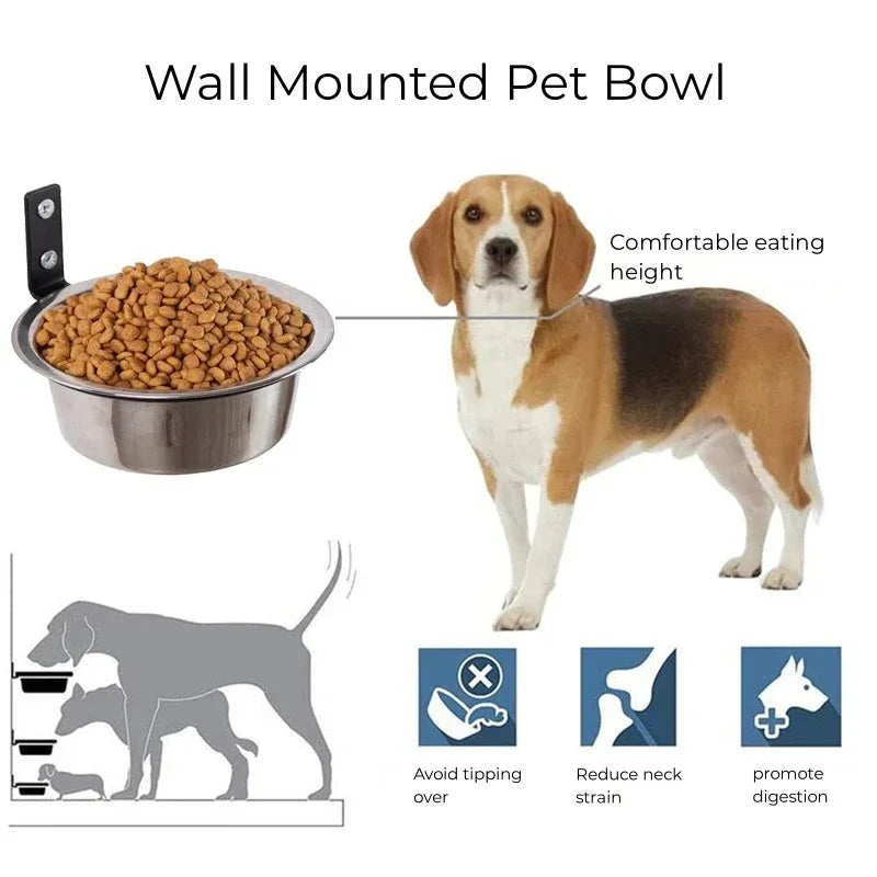 Wall Mounted Dog Bowl,  Elevated Pet Feeding Bowls