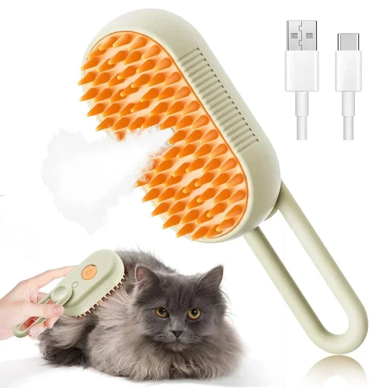 Steam Pet Brush 3-In-1 Massage Dog Steamy Brush Spray Beauty Tangled and Loose Hair Removal Cats Grooming Comb Dogs