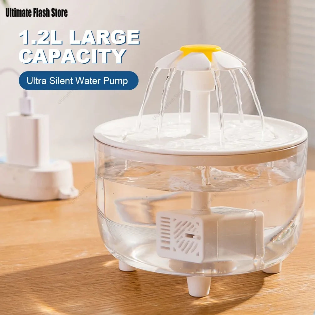 Daisy Flower Pet Cat Water Fountain, Automatic