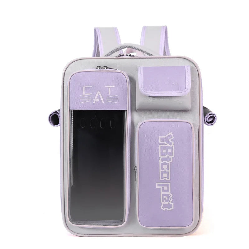 Cat Backpack Outing Schoolbag Double-Shoulder Pet Bag Cat for Travel Dog and Cat Supplies Transparent Large-Capacity Portab