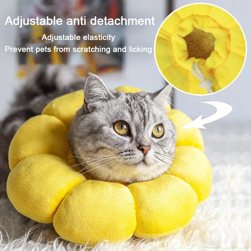 Soft Sunflower Pet Collar Adjustable Anti-Lick Post-OP Surgery