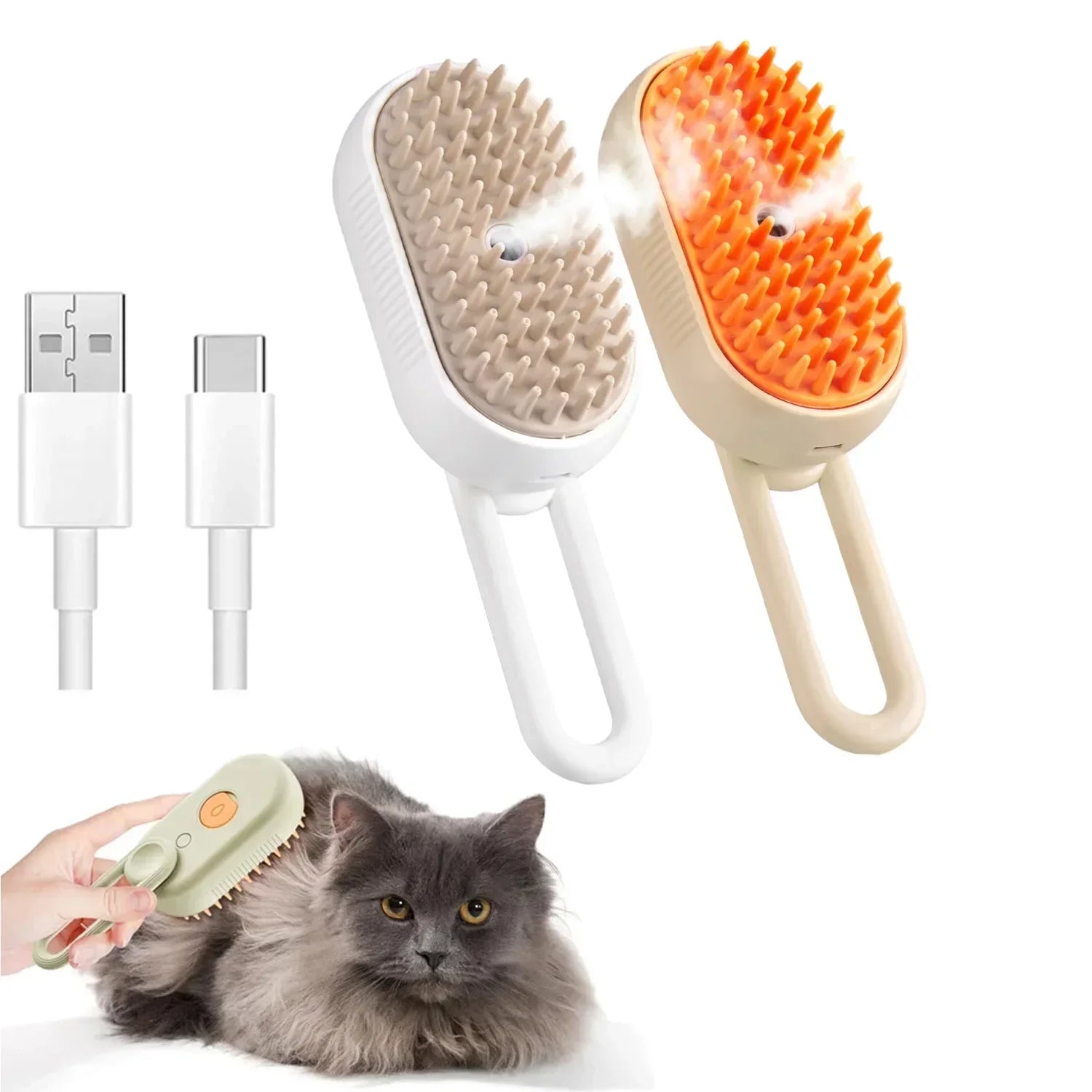 Steam Pet Brush 3-In-1 Massage Dog Steamy Brush Spray Beauty Tangled and Loose Hair Removal Cats Grooming Comb Dogs