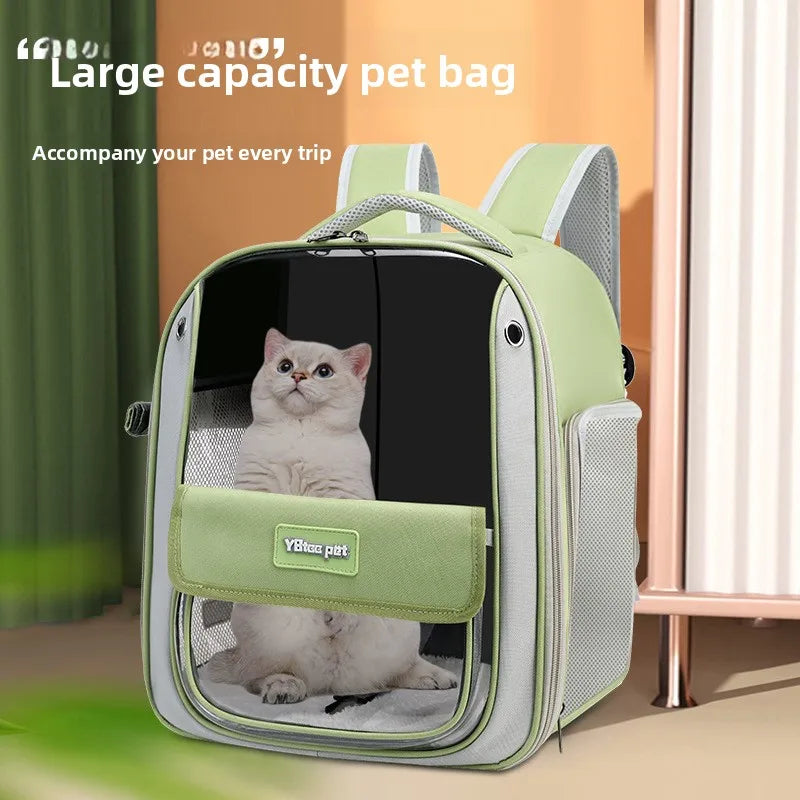 Cat Backpack Outing Schoolbag Double-Shoulder Pet Bag Cat for Travel Dog and Cat Supplies Transparent Large-Capacity Portab