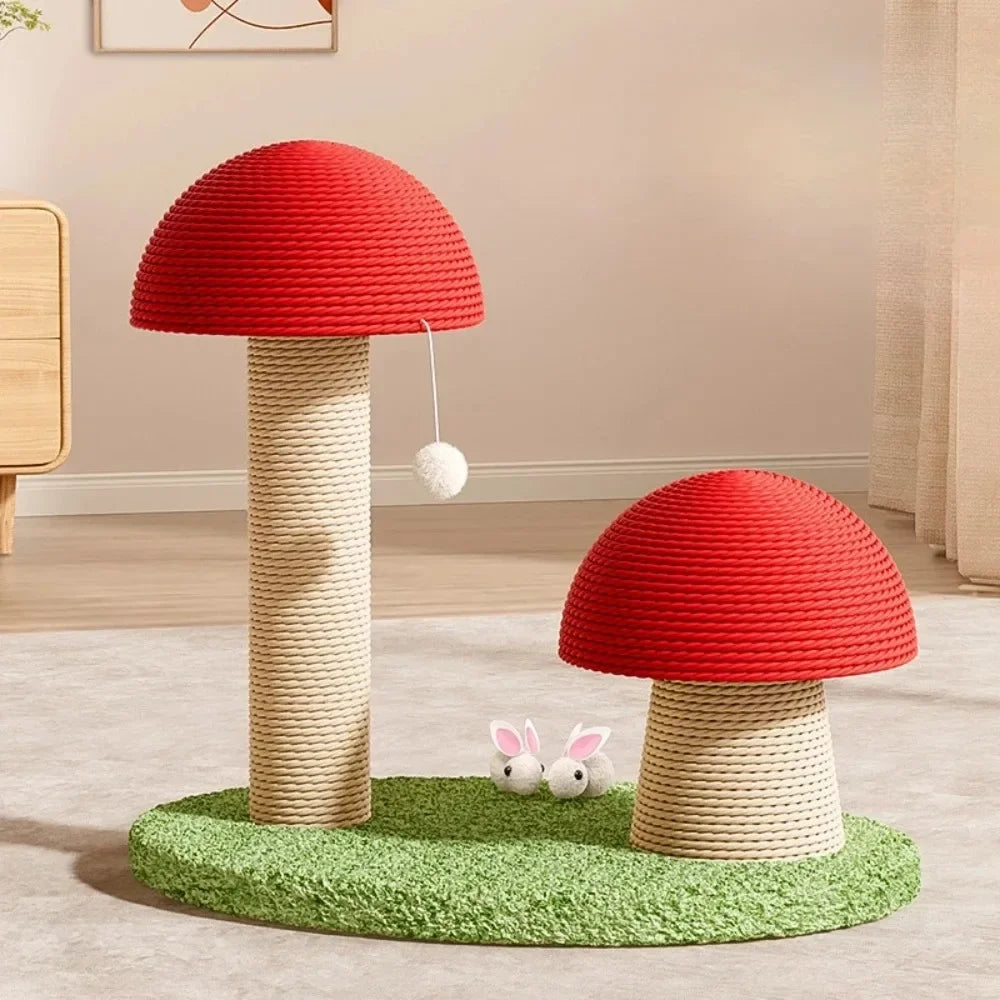 ADORABLE Mushroom Cat Scratching Tree, Wear-Resistant Climbing Tower