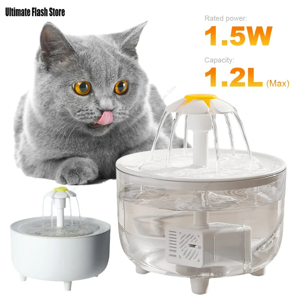 Daisy Flower Pet Cat Water Fountain, Automatic