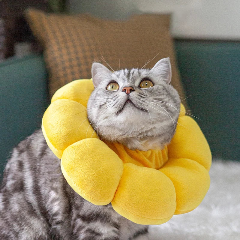 Soft Sunflower Pet Collar Adjustable Anti-Lick Post-OP Surgery
