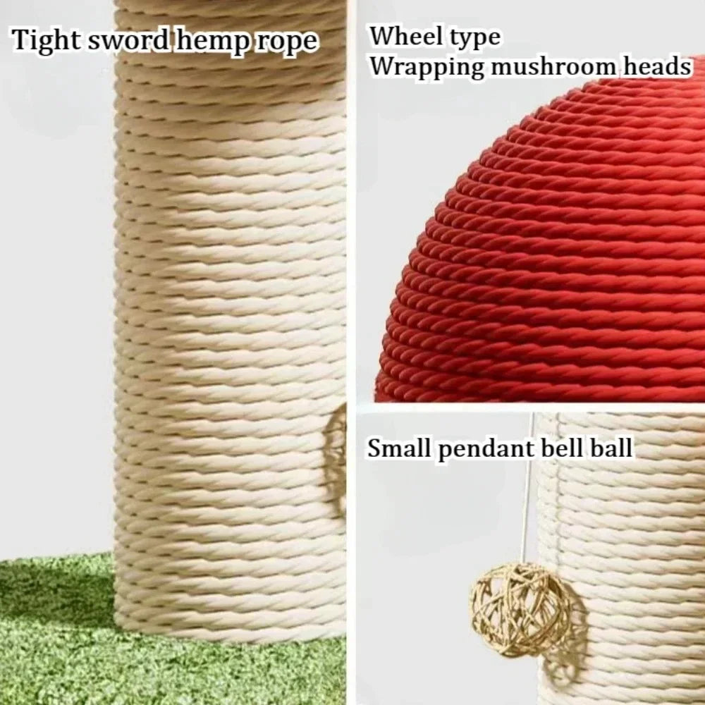 ADORABLE Mushroom Cat Scratching Tree, Wear-Resistant Climbing Tower