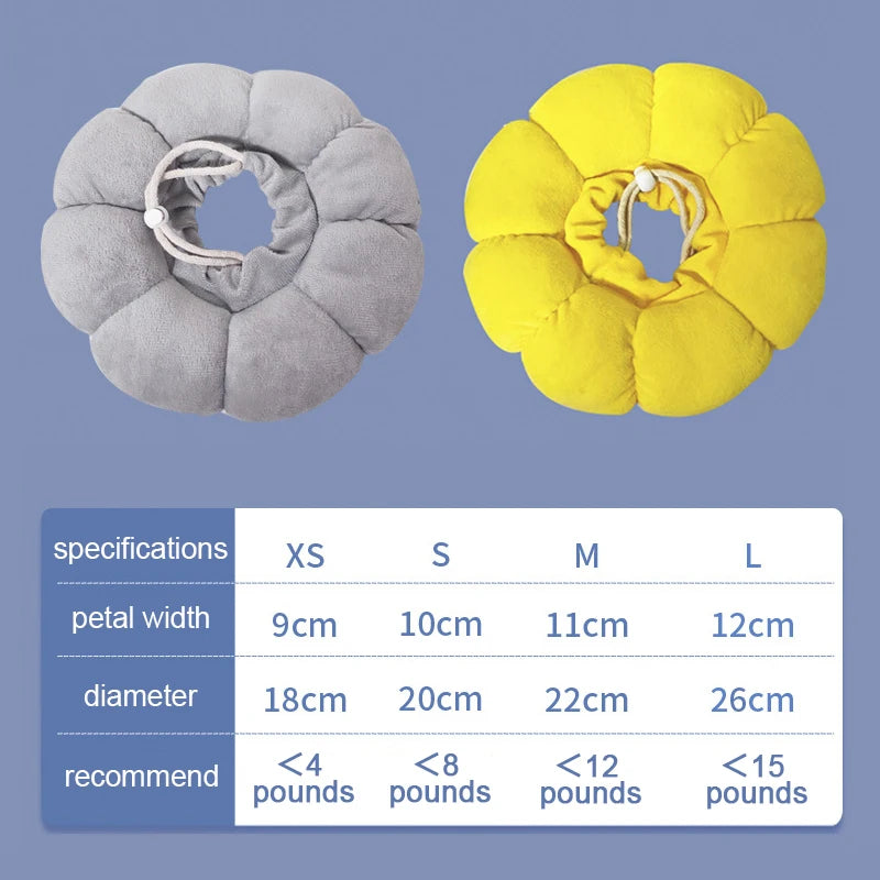Soft Sunflower Pet Collar Adjustable Anti-Lick Post-OP Surgery