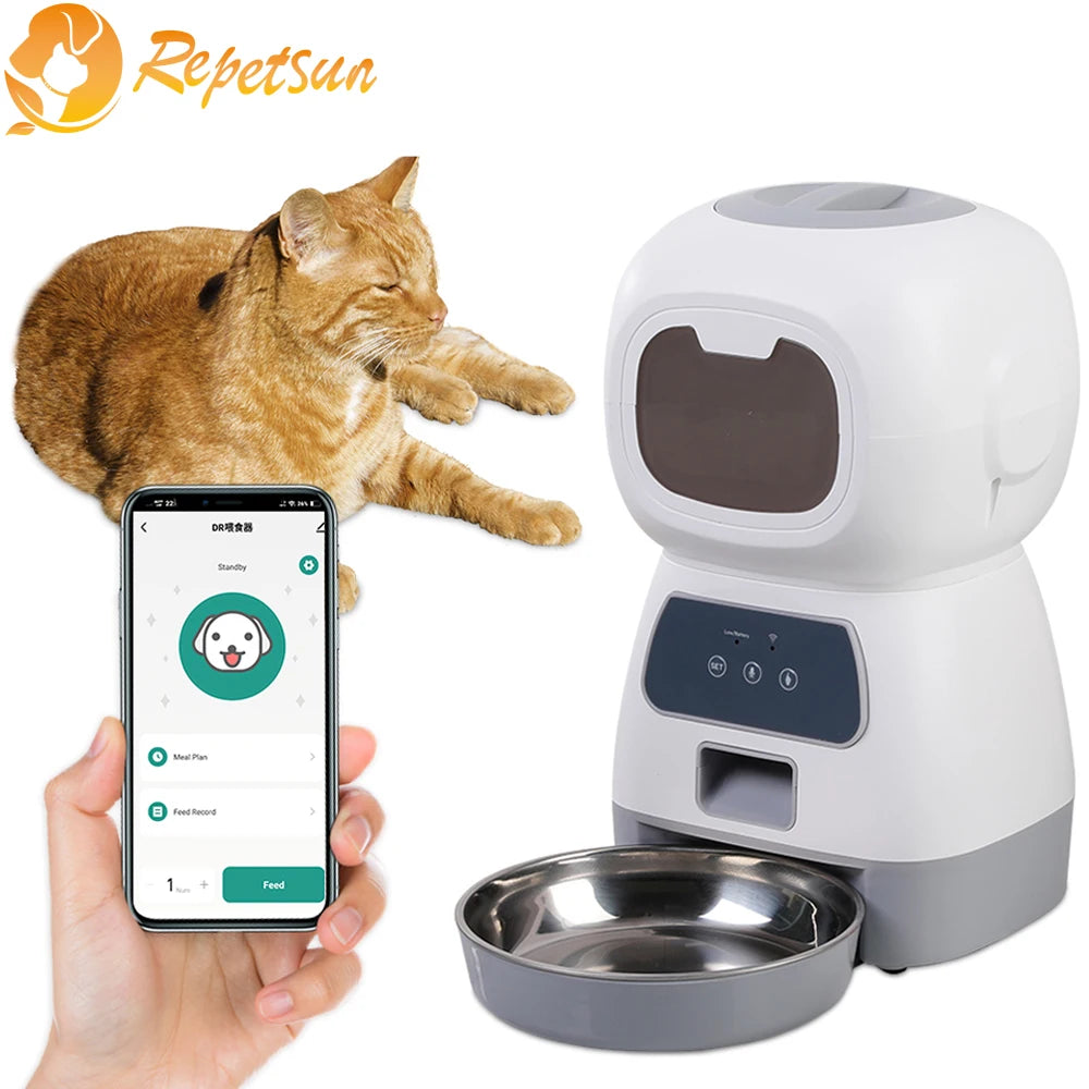 Automatic Pet Feeder, Wifi Smart Swirl Slow Feeder with Voice Recorder, Large Capacity