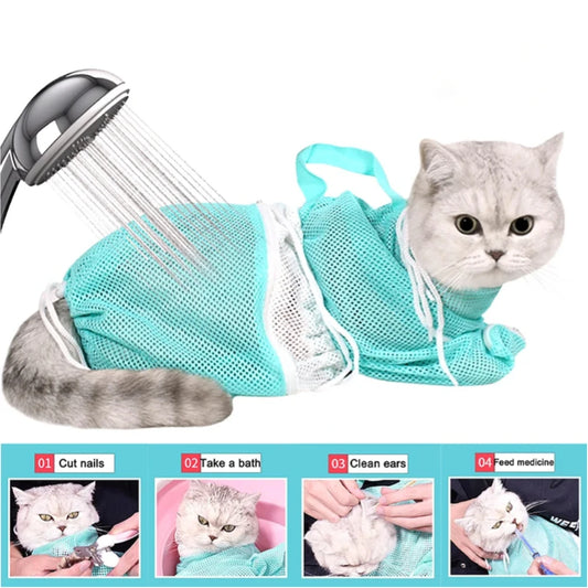 Cat Grooming Shower Bag, Mesh Anti-Scratch