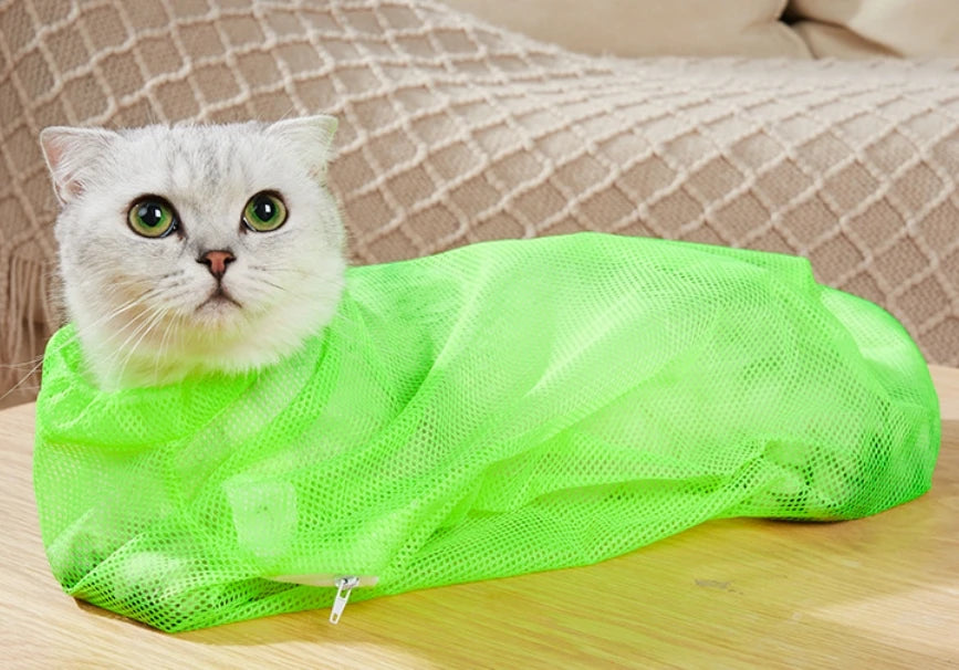 Cat Grooming Shower Bag, Mesh Anti-Scratch