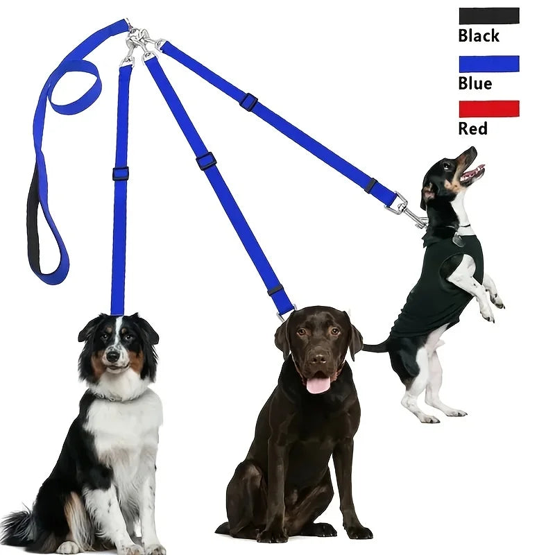 Durable 3-In-1 Nylon Dog Leash with Padded Handle for Outdoor Walking