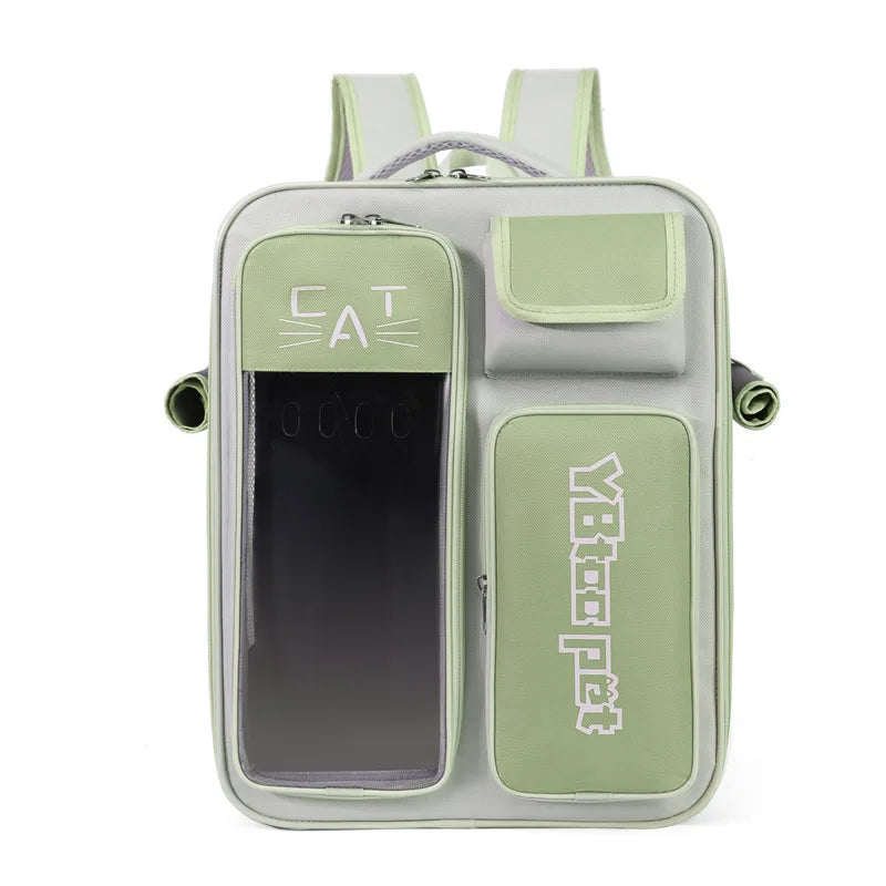 Cat Backpack Outing Schoolbag Double-Shoulder Pet Bag Cat for Travel Dog and Cat Supplies Transparent Large-Capacity Portab