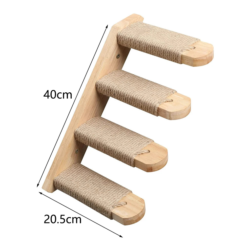 Cat Wall Climbing Shelf Steps Ladder Scratching Post Accessories