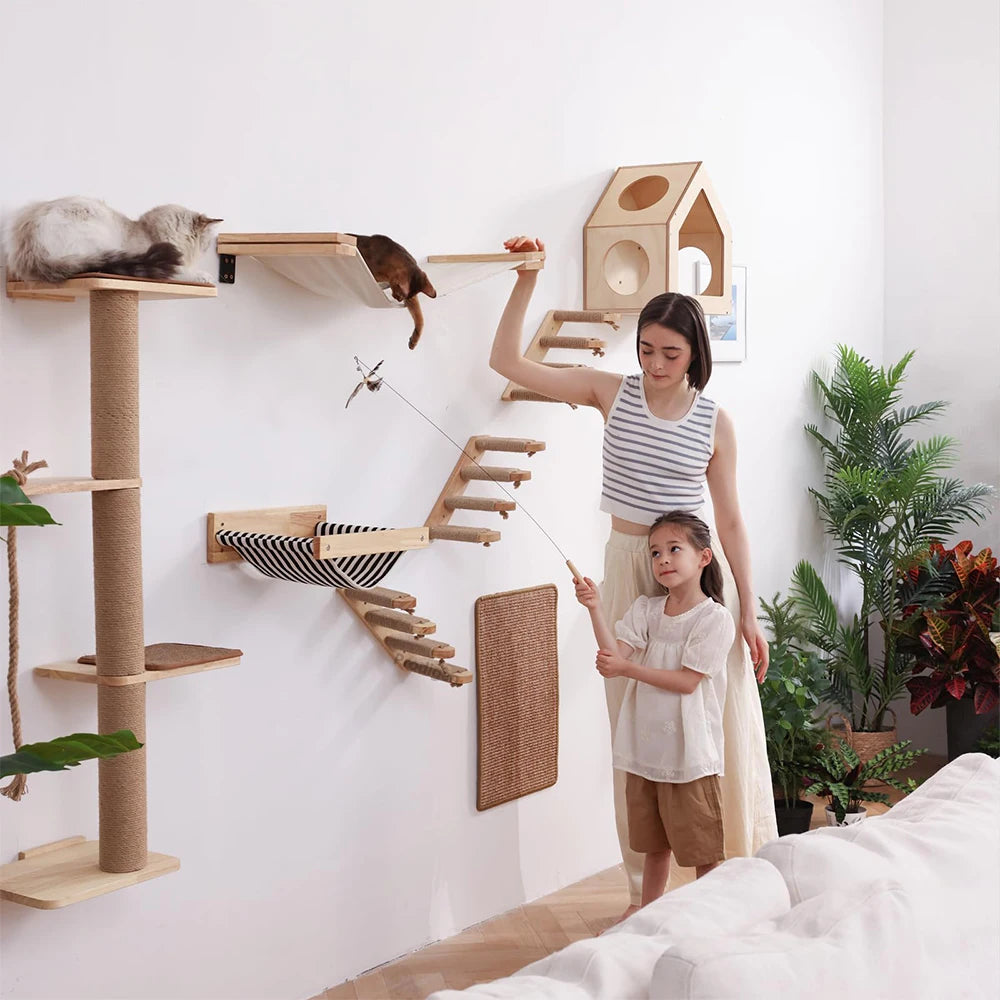 Cat Wall Climbing Shelf Steps Ladder Scratching Post Accessories