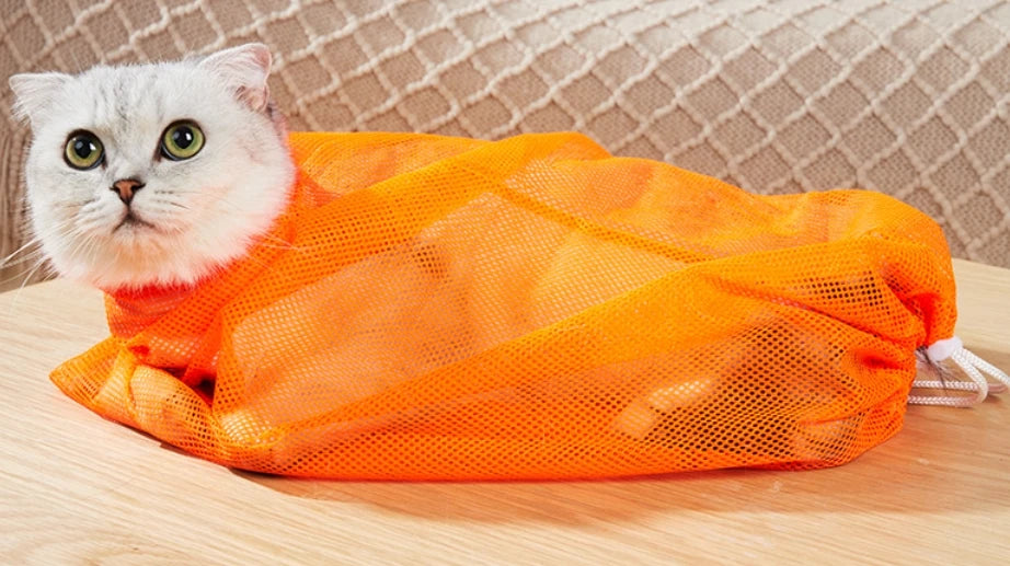 Cat Grooming Shower Bag, Mesh Anti-Scratch