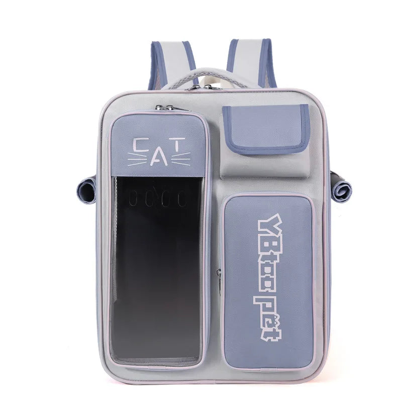 Cat Backpack Outing Schoolbag Double-Shoulder Pet Bag Cat for Travel Dog and Cat Supplies Transparent Large-Capacity Portab