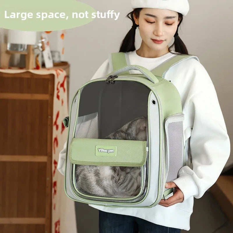 Cat Backpack Outing Schoolbag Double-Shoulder Pet Bag Cat for Travel Dog and Cat Supplies Transparent Large-Capacity Portab