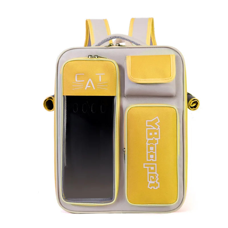 Cat Backpack Outing Schoolbag Double-Shoulder Pet Bag Cat for Travel Dog and Cat Supplies Transparent Large-Capacity Portab