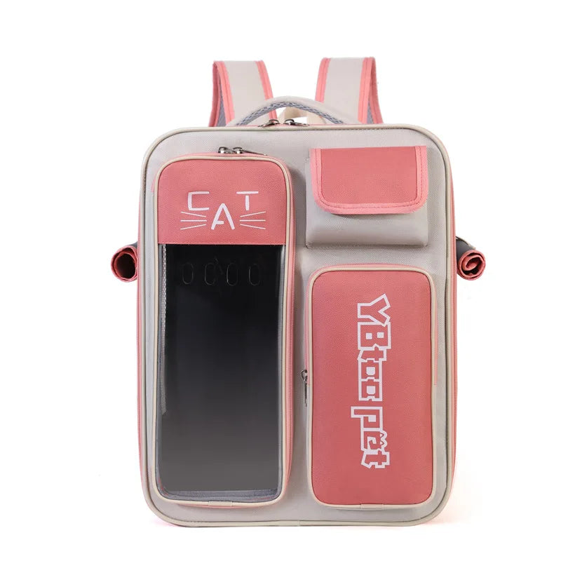 Cat Backpack Outing Schoolbag Double-Shoulder Pet Bag Cat for Travel Dog and Cat Supplies Transparent Large-Capacity Portab