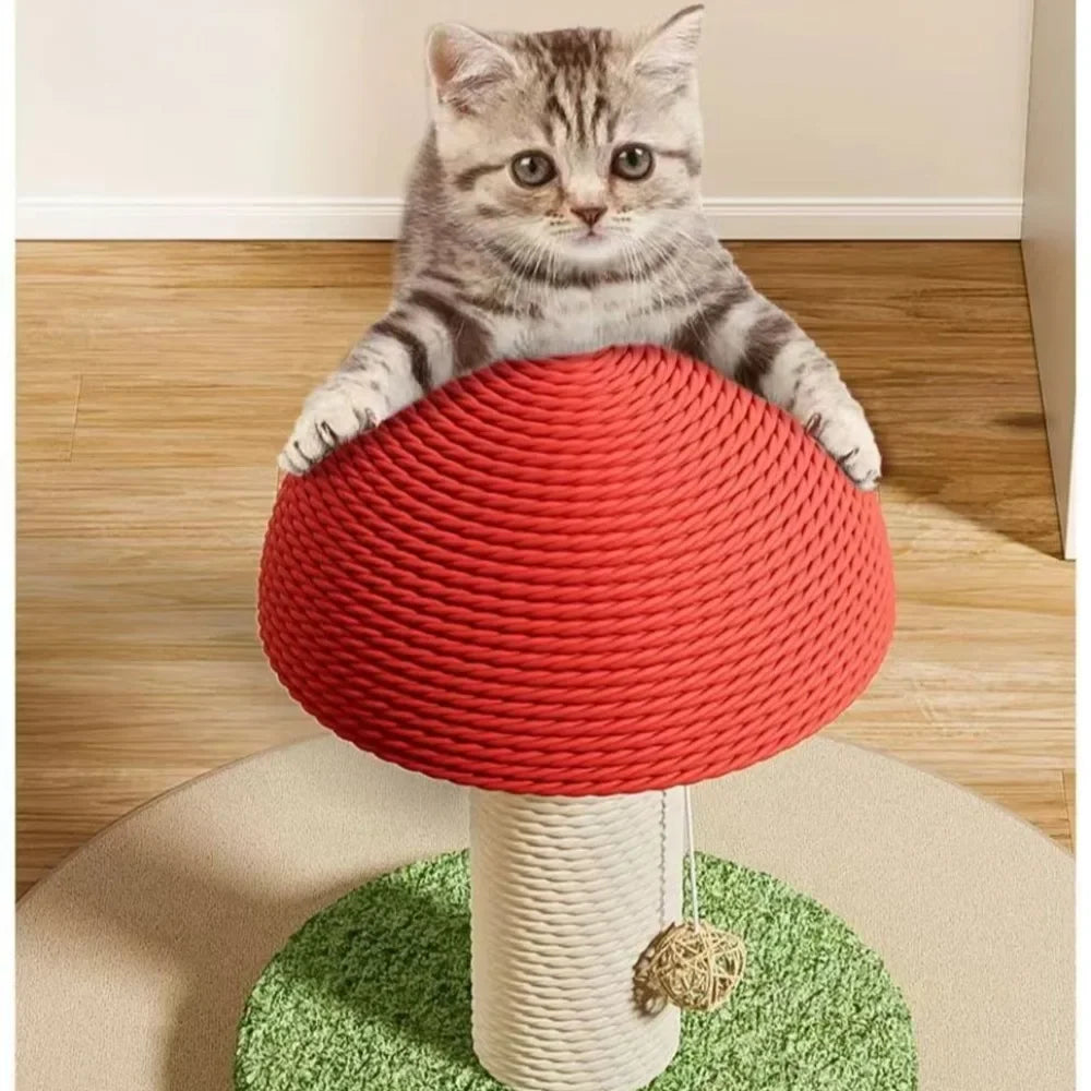 ADORABLE Mushroom Cat Scratching Tree, Wear-Resistant Climbing Tower