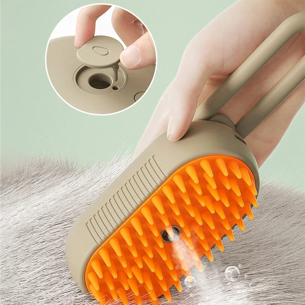 Steam Pet Brush 3-In-1 Massage Dog Steamy Brush Spray Beauty Tangled and Loose Hair Removal Cats Grooming Comb Dogs