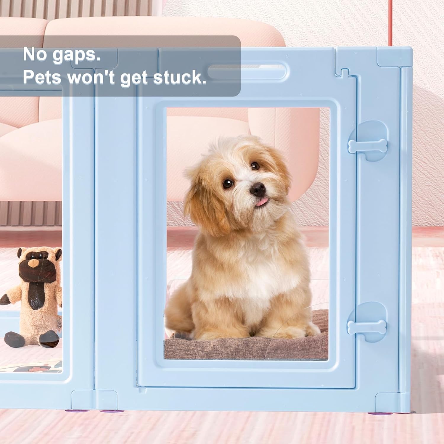 FANCY Clear Acrylic Dog Playpen, Easy Assembly, Sky BLUE, Powder PINK, 60CM, 10 Panel