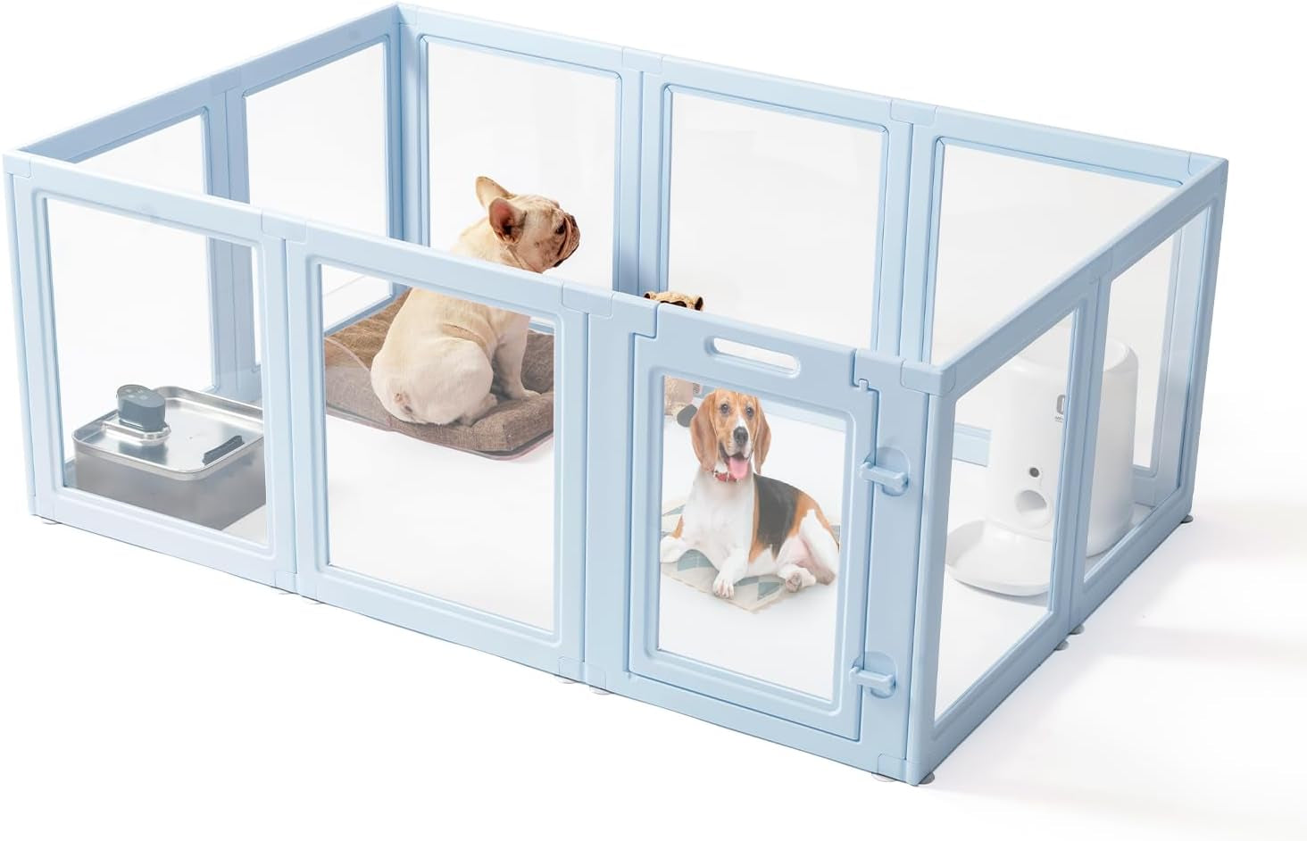 FANCY Clear Acrylic Dog Playpen, Easy Assembly, Sky BLUE, Powder PINK, 60CM, 10 Panel