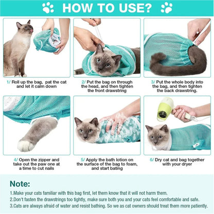 Cat Grooming Shower Bag, Mesh Anti-Scratch