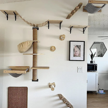 Cat Wall Climbing Shelf Steps Ladder Scratching Post Accessories