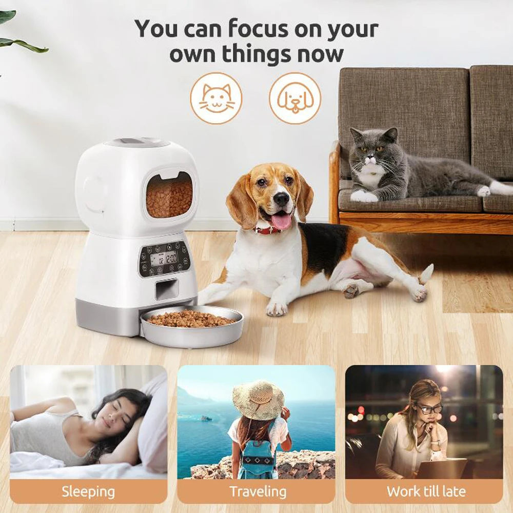 Automatic Pet Feeder, Wifi Smart Swirl Slow Feeder with Voice Recorder, Large Capacity 