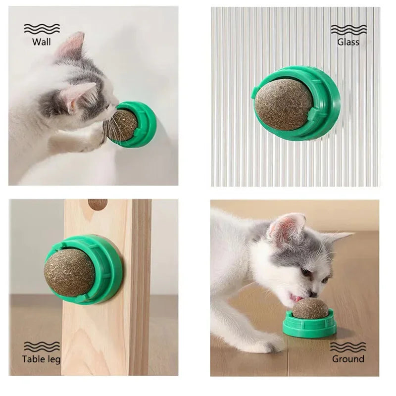 Natural Catnip Wall Stick-On Ball Toy Scratcher Treats