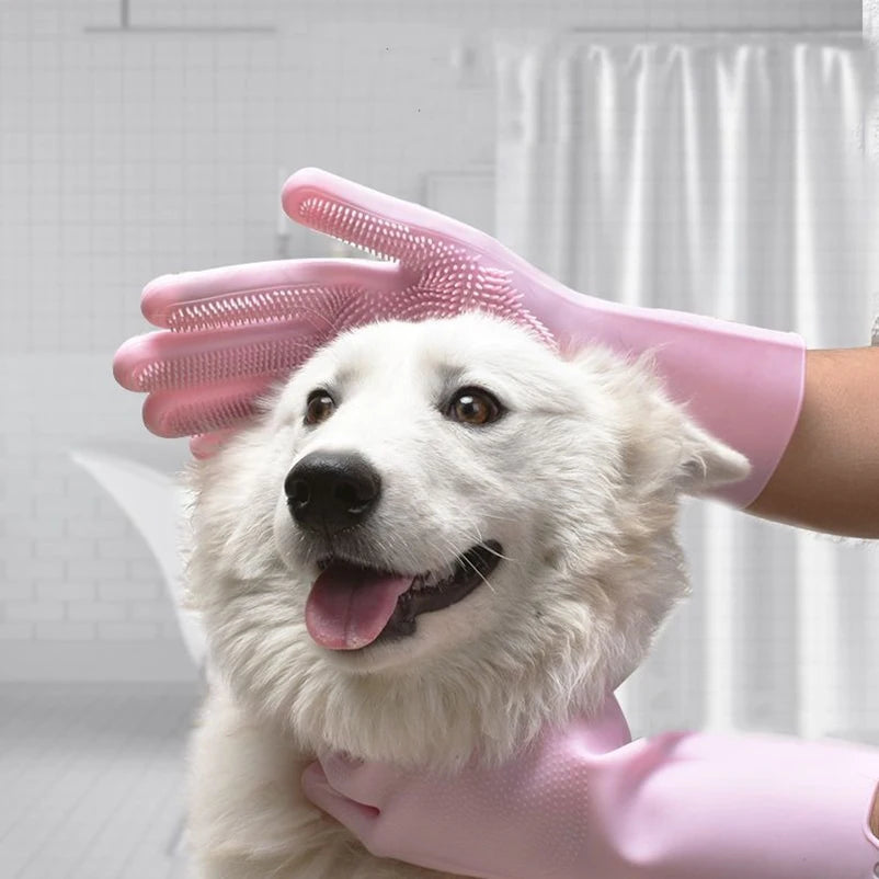 GENTLE Silicone Pet Grooming Gloves 