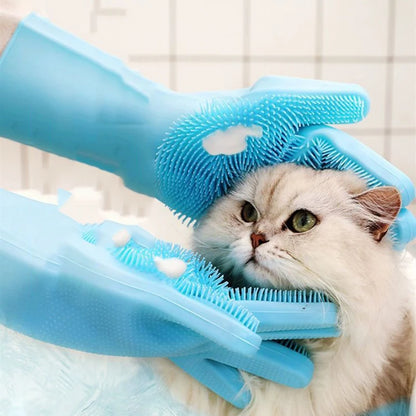 GENTLE Silicone Pet Grooming Gloves 