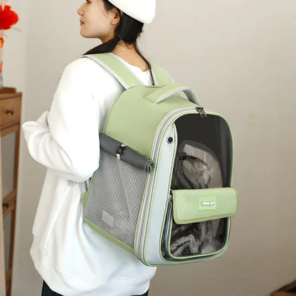 Cat Backpack Outing Schoolbag Double-Shoulder Pet Bag Cat for Travel Dog and Cat Supplies Transparent Large-Capacity Portab