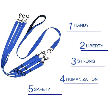 Durable 3-In-1 Nylon Dog Leash with Padded Handle for Outdoor Walking