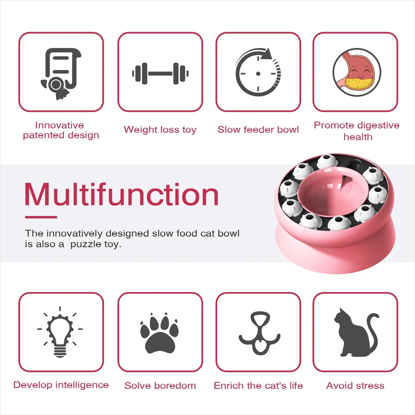 Cat PUZZEL Slow Feeder Interactive Enrichment BOWL